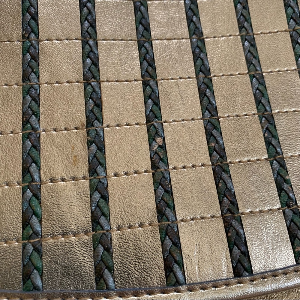 Vintage Gold & Green Braided Handbag Purse Pocketbook - Picture 6 of 15